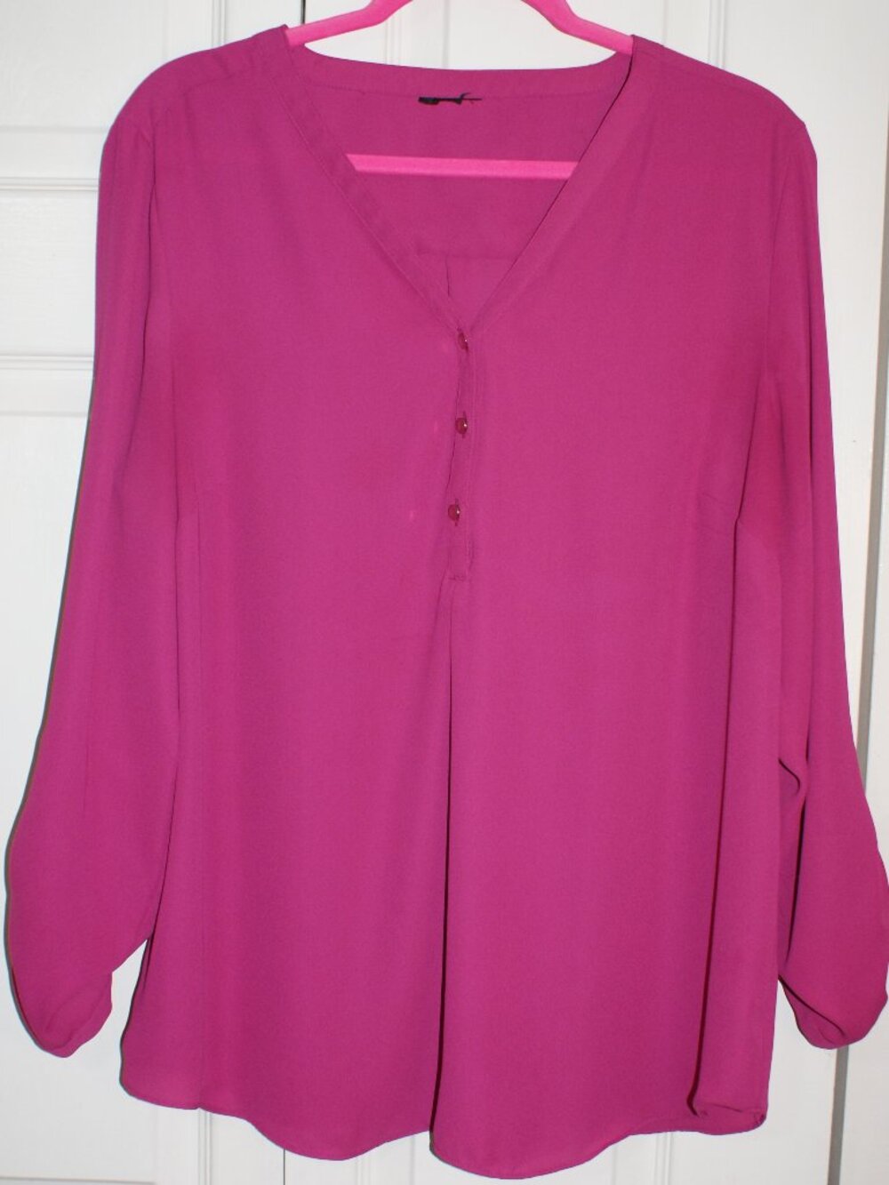 Magenta V-Neck Blouse XL - Well Worn